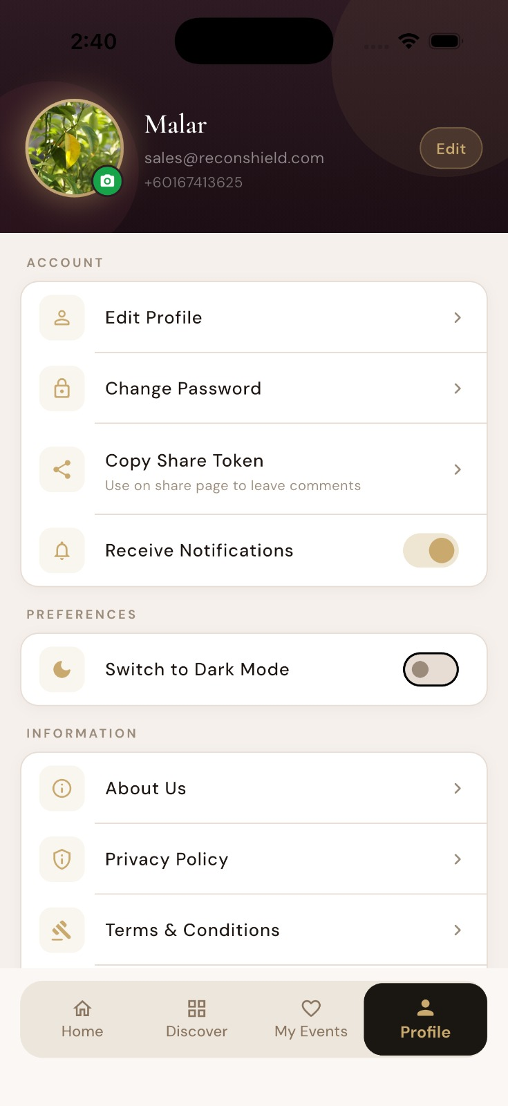 Profile support links